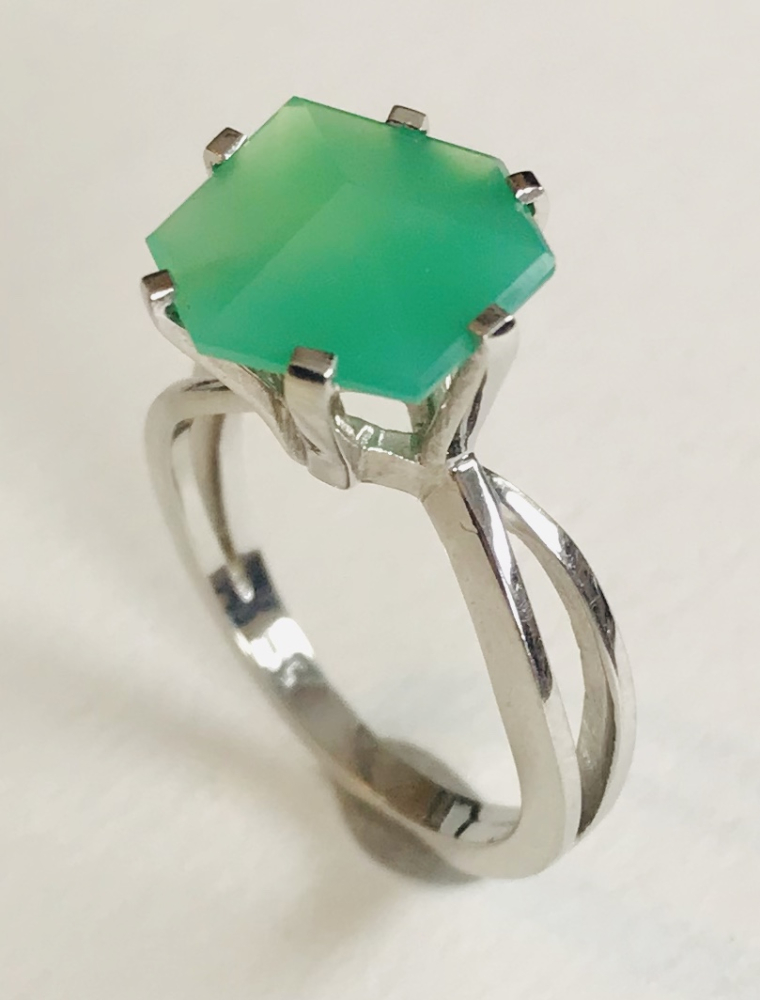 Chrysopras Damen Ring 585 WG
